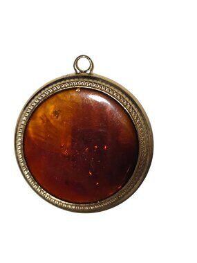 Amber Like Pendant Gold Tone Frame Stamped KC Retro Fashion Jewelry Women DIY